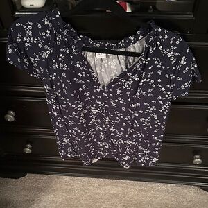 GAP Navy Blue Floral Blouse